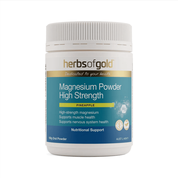 HERBS OF GOLD MAGNESIUM POWDER HIGH STRENGTH PINEAPPLE 150G